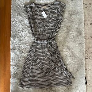 LOFT Dress Black Gray Sleeveless Knit Summer Professionasl NEW WITH TAGS Small